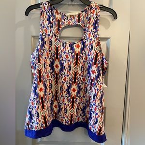 Fun colorful tank top with back cut-out!